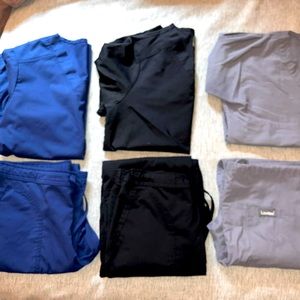 Set of 3 women’s unisex scrubs Cherokee landau navy blue black gray